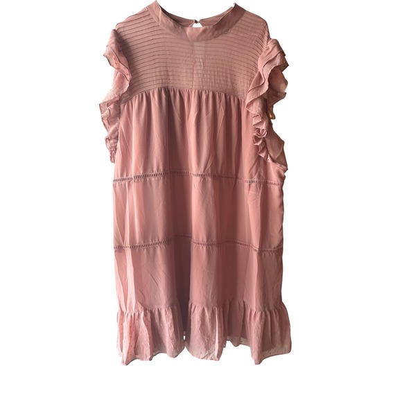 Who What Wear Pink Ruffle Sleeve Tiered Mini Dress Plus Size 4X - Picture 1 of 4